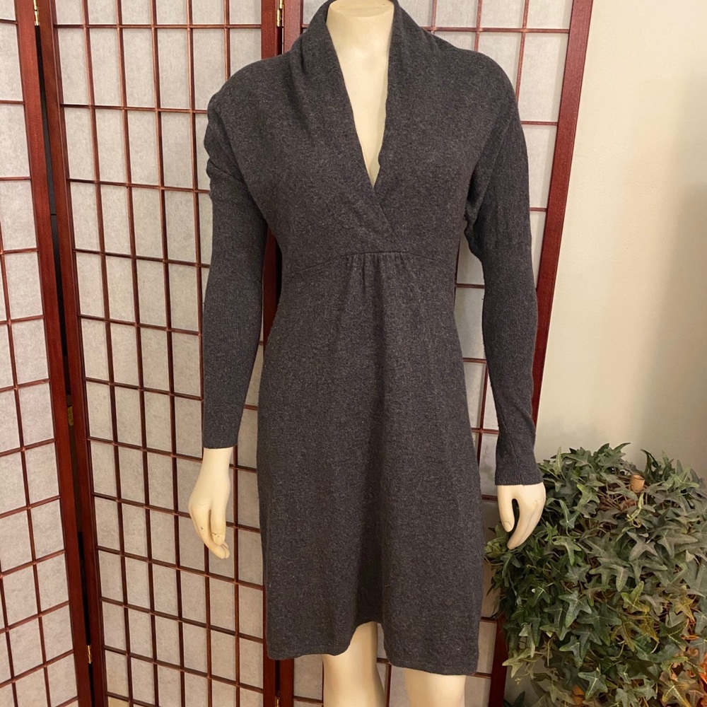 Angora, V neck, sweater dress.